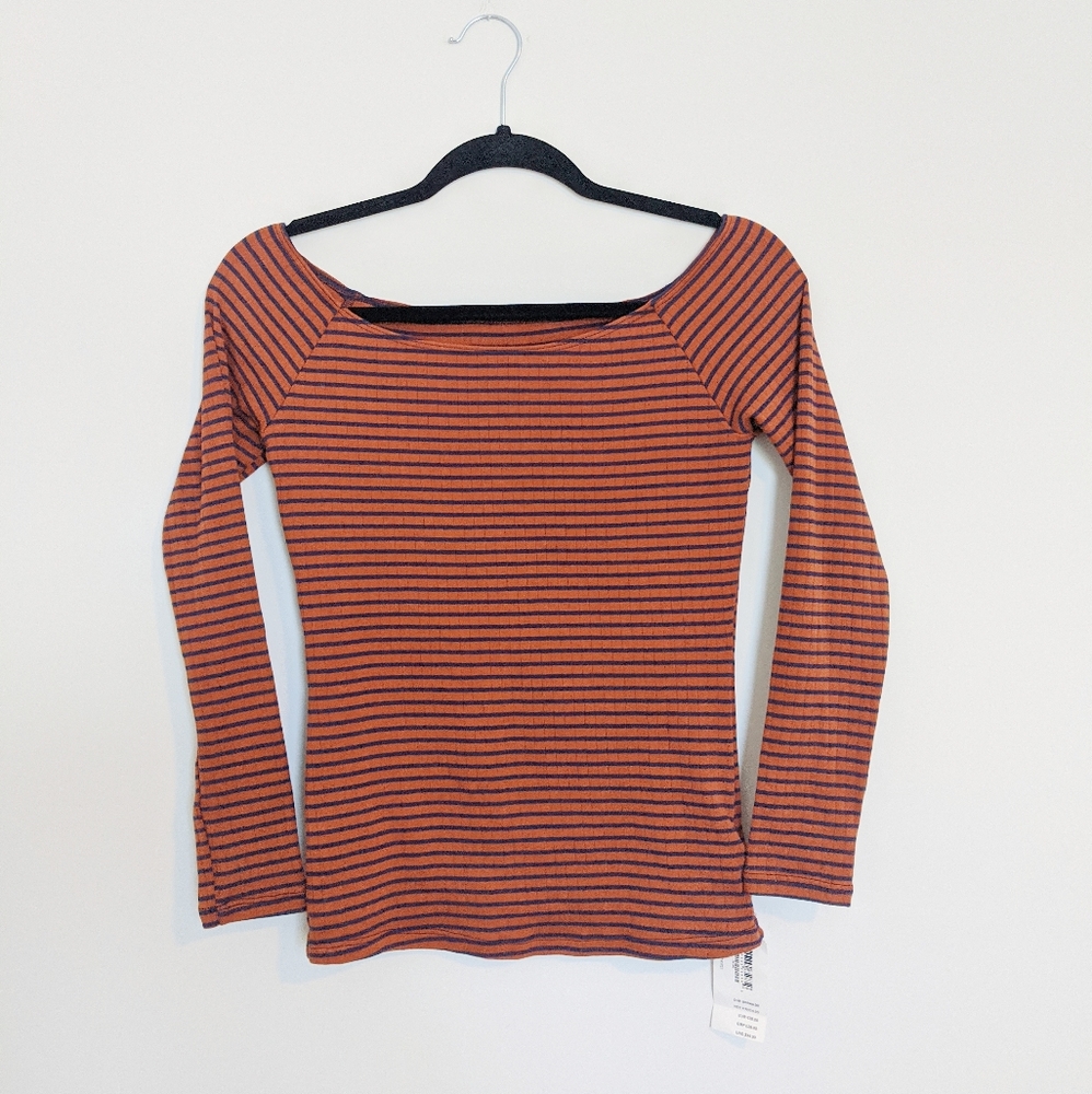 American apparel Carmen Top Rust Navy Stripe M